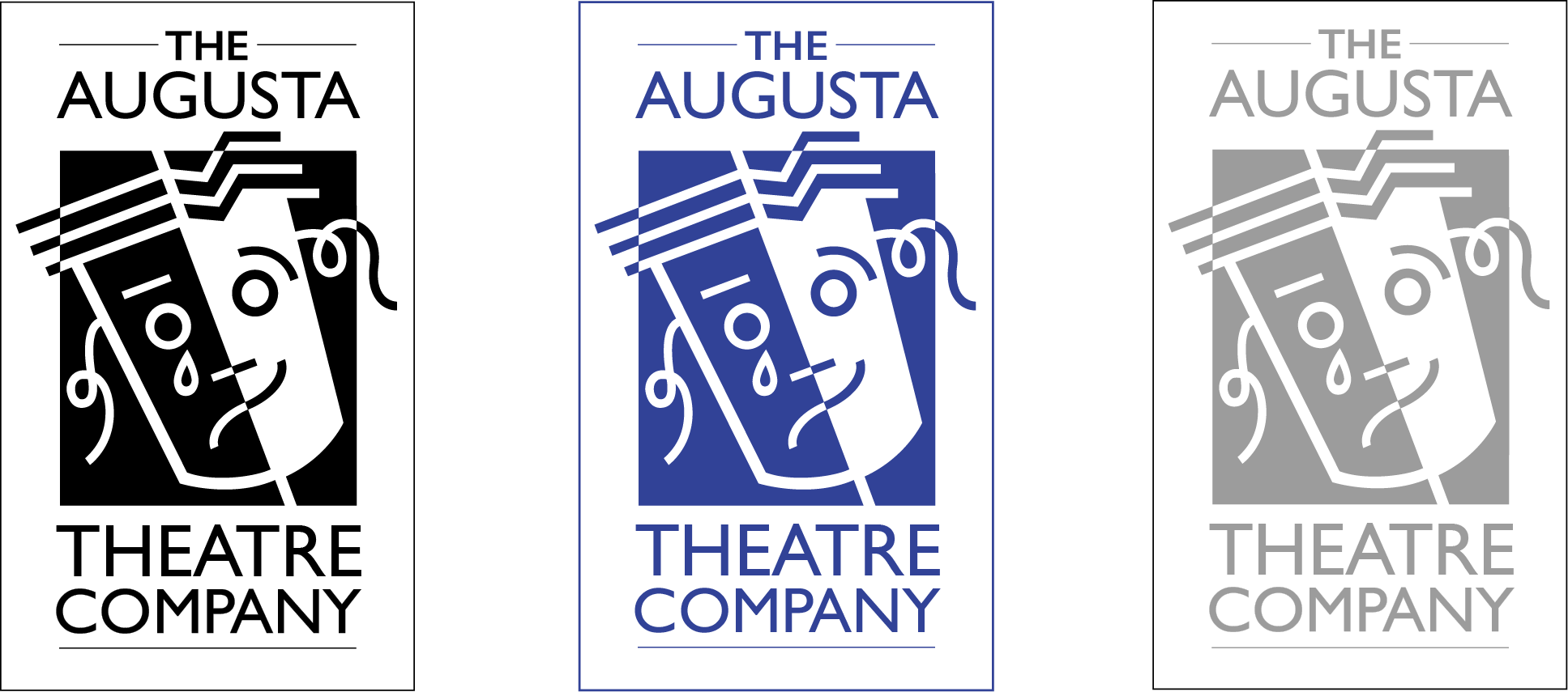 Augusta Theatre Company - Logo in black, blue, and grey all on white background.